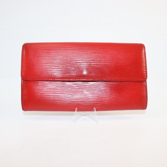 Louis Vuitton Red Epi Leather Wallet Clutch – Good Condition, Replaced Zipper
